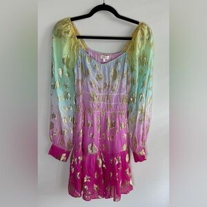 LoveShackFancy "Tayla" Mini Dress • Women’s XS •Rainbow Ombré Color